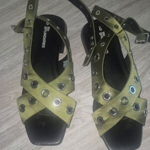No Boundaries Metallic Green Women's Sandals